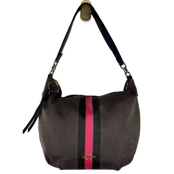 Coach Black and Pink Stripe Tote - Picture 1 of 6